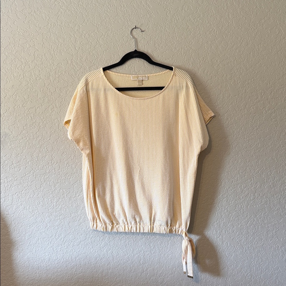 MK Michael Kors Yellow Stripped Top with Tie Detail
